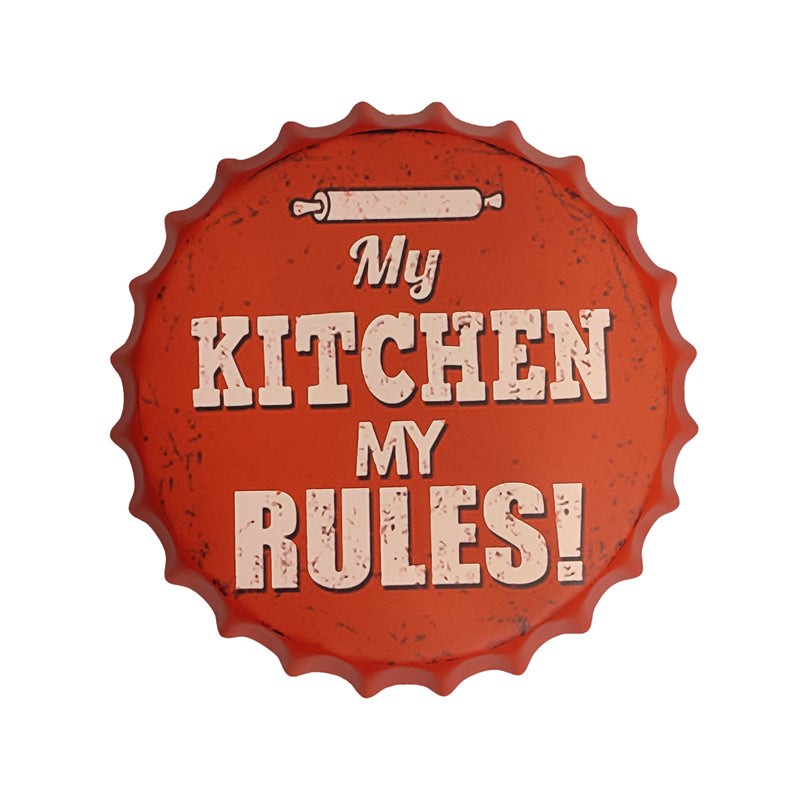 My Kitchen My Rules Bottle Cap Metal Wall Accent media 4