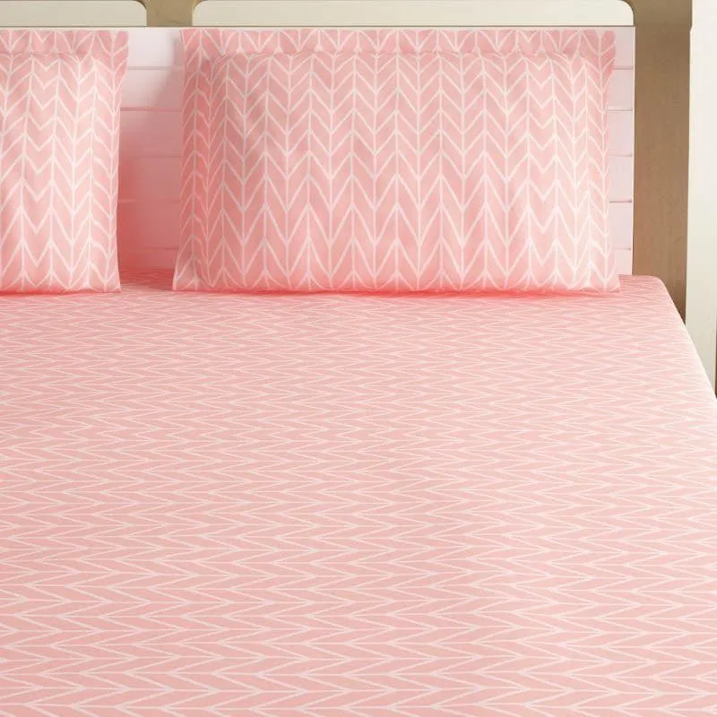 Swayam Madonna Printed Cotton Bedsheet (Pink) - 180 TC media 3
