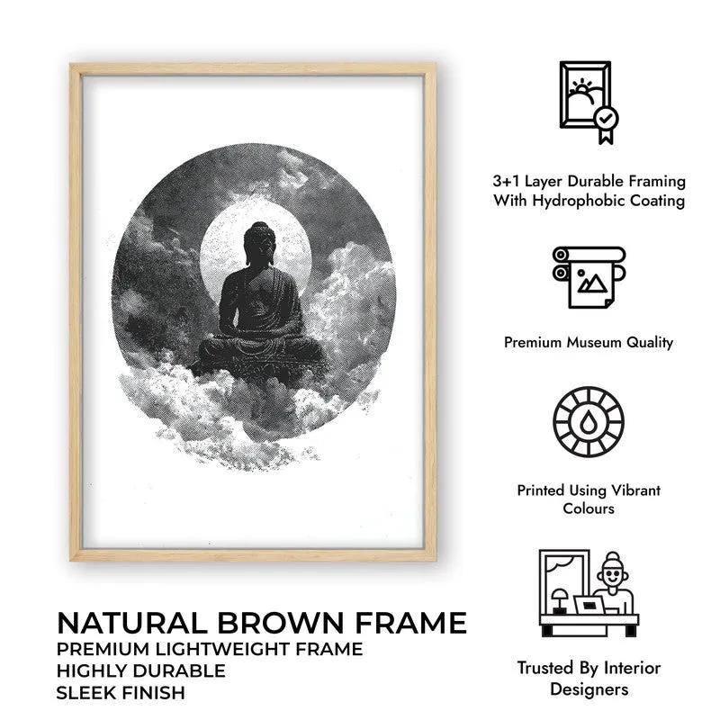 Buddha Zen Art Wall Painting With Brown Frame media 9