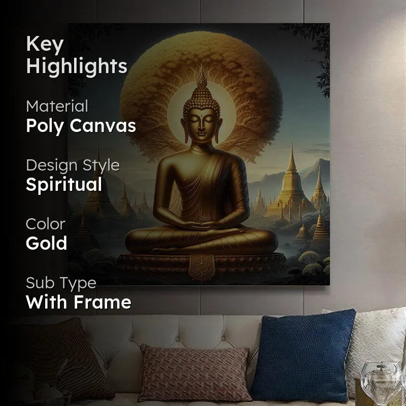 Golden Serene Buddha Wall Painting media 2