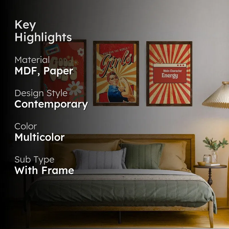 Retro Boost Paper Wall Painting With Frame - Brown media 2