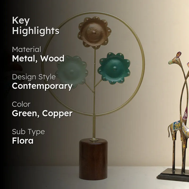 Steel & Petals Metal & Wood Showpiece media 2