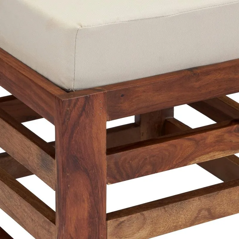 Synex Sheesham Wooden Bench with Stool (White) - Two Piece Set media 5