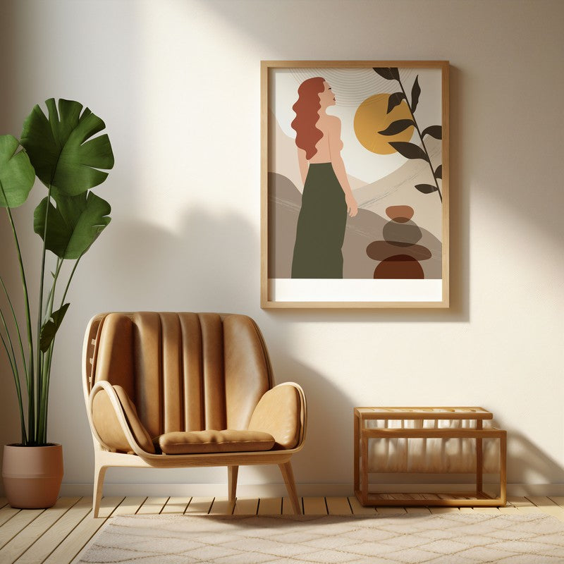 Unbreakable Bloom Lady Archival Canvas Wall Art - Natural Brown Frame
