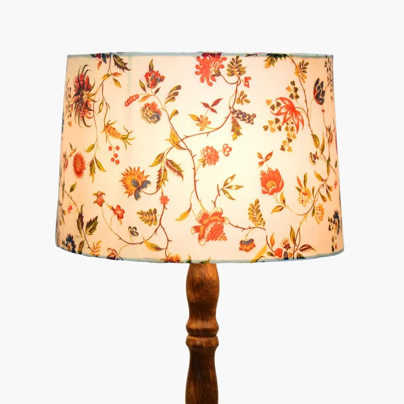 Botanical Charm Wooden Floor Lamp - Ivory & Red media 4