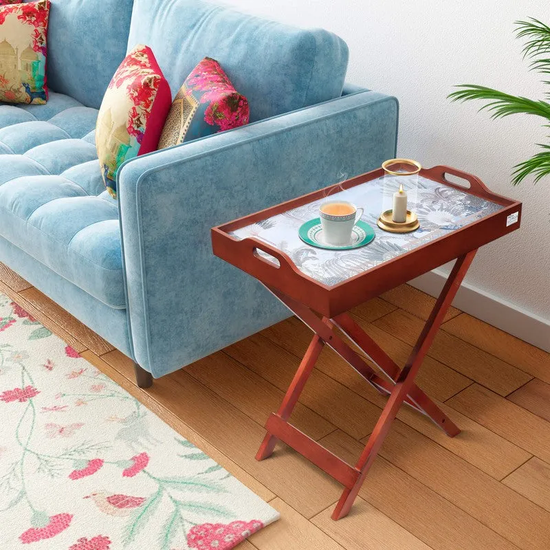 India Circus Teak Wood Blooming Tray Table media 1