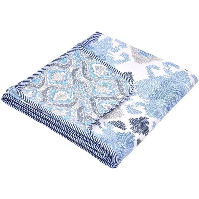 Kapali Astract Reversible Cotton Dohar (Blue)  - 180 GSM media 4