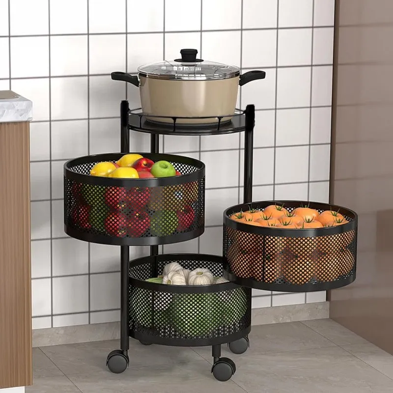 Black Metal Swinging Basket Rack for Easy Storage media 3