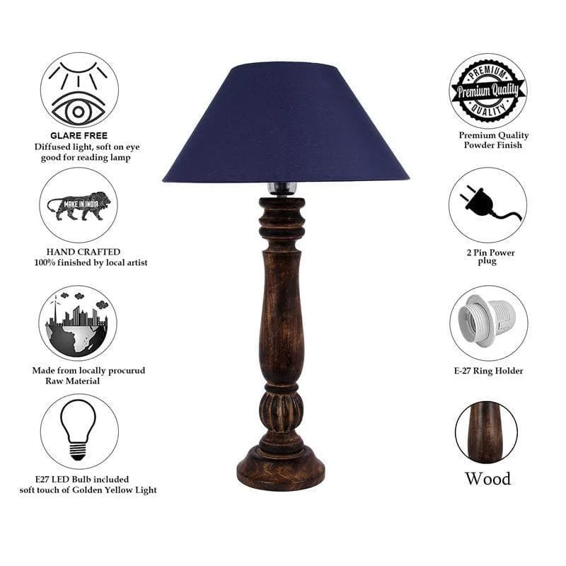 Vintage Victorian Fabric Table Lamp - Blue,Brown media 6