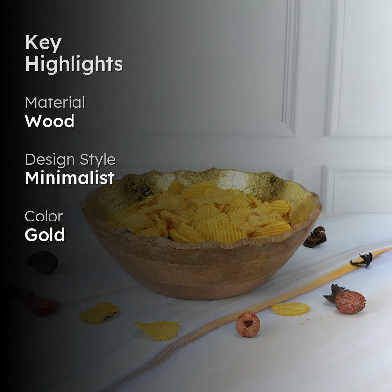 Reflective Grain Wood Bowl (Gold) - 2600 ML media 2