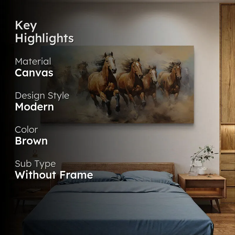 Stallions In Mist Canvas Wall Painting media 2