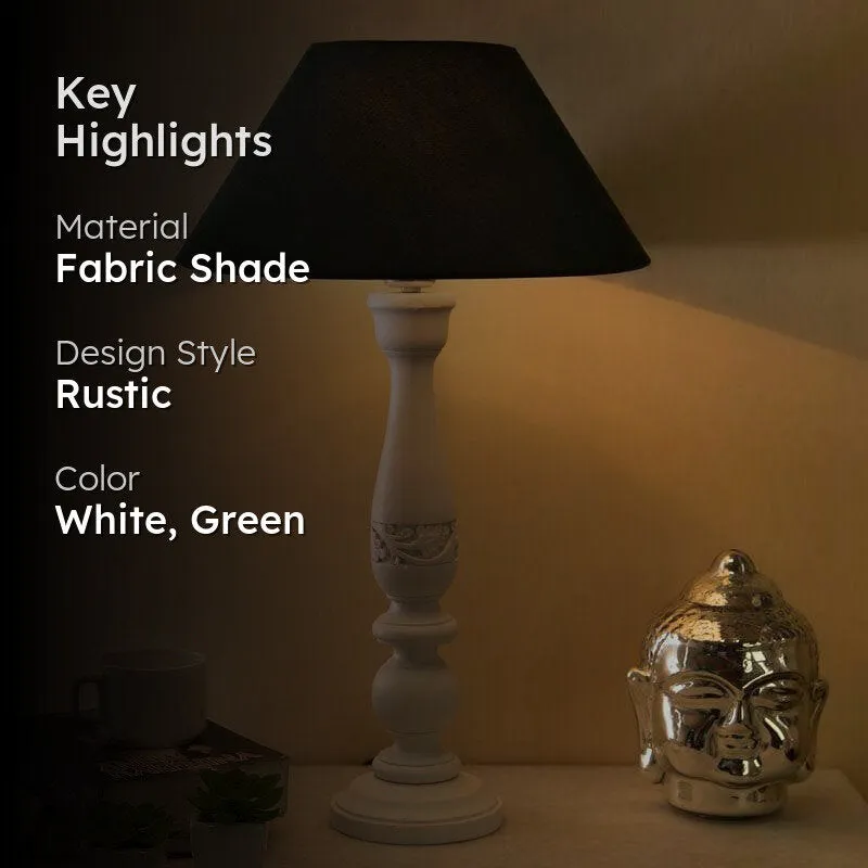 Flowerette Fain Fabric Table Lamp - White,Green media 2
