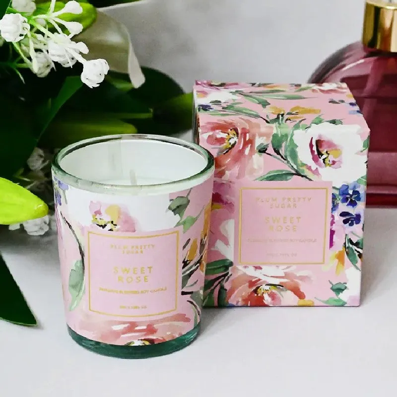 Sweet Rose Scented Candle Glass Jar - Set Of Two media 4