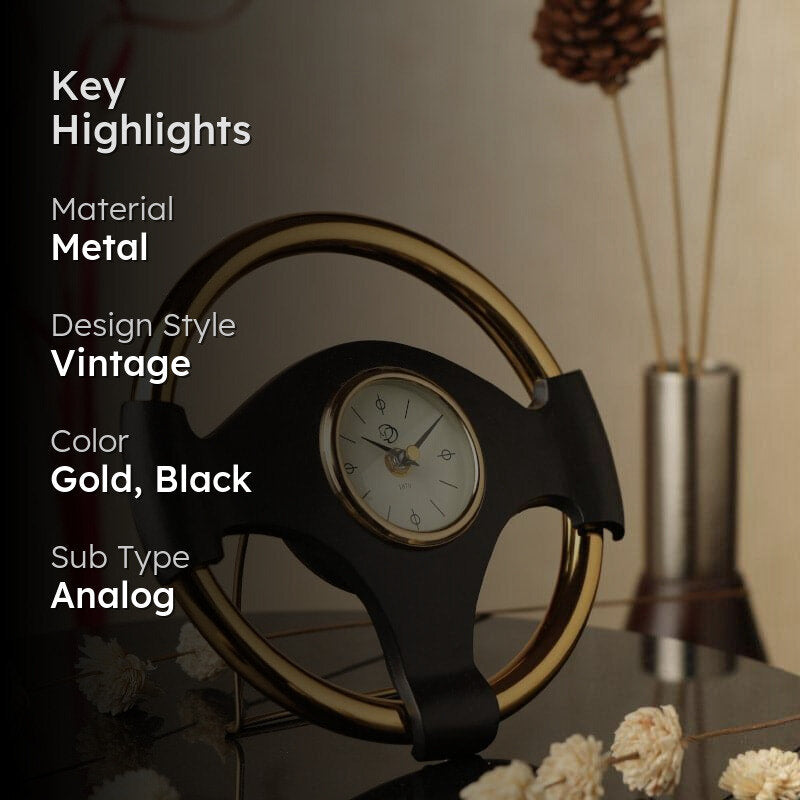 Vintage Steer Table Clock -  Gold media 2