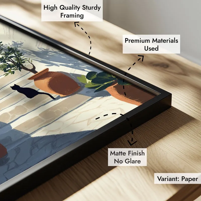 Sunlit Steps Canvas Wall Painting - Black Frame media 7