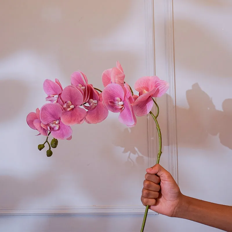 Faux Orchid Flower Stick (Wine) - 32 CM media 1