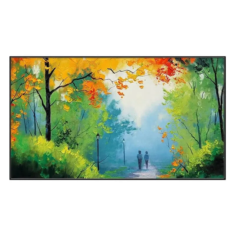 Misty Forest Walk Canvas Wall Painting With Frame media 4