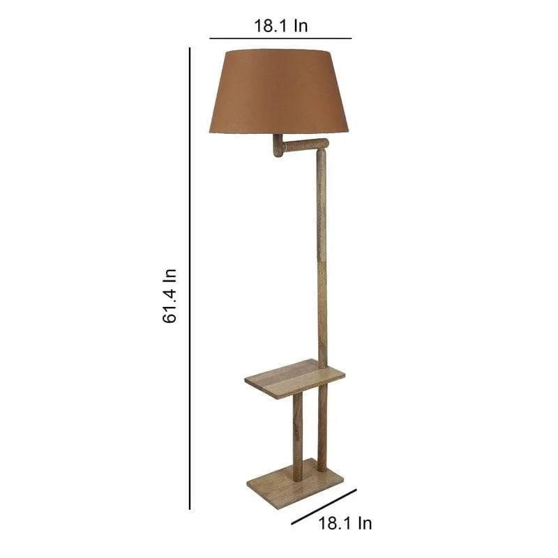 Eartha Enya Wooden Floor Lamp With Shelf - Soft Brown media 5