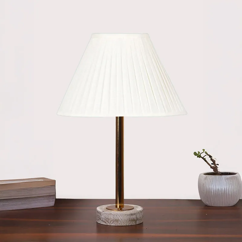 Pleatra Rodin Wooden Table Lamp - White,Gold,White media 3