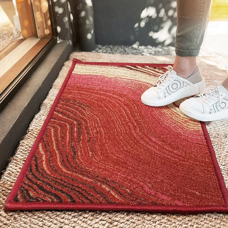 Dune Abstract Nylon Door Mats - Beige,Maroon media 1