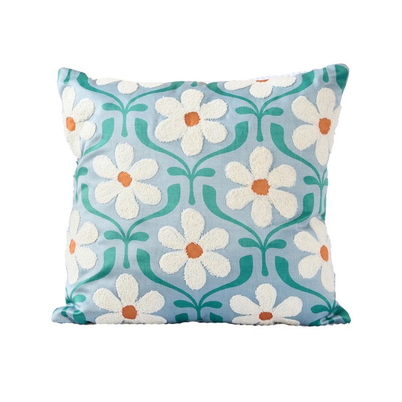 Daisy Green Petals Cotton Velvet Cushion media 3