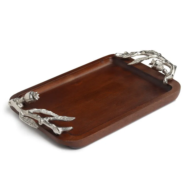 Grain Edge Wood Serving Tray - Silver,Brown media 5