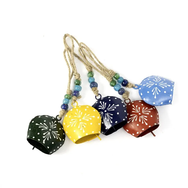Festive Hue Metal Cowbell Windchime - Set of Five media 4