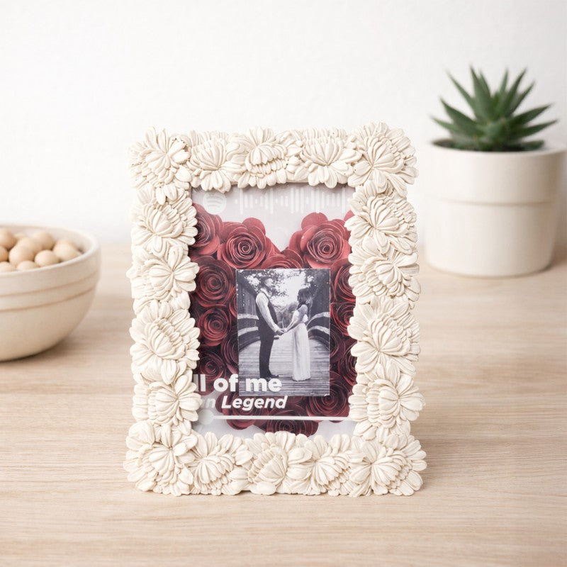 BloomAura Ceramic Photo Frame - White