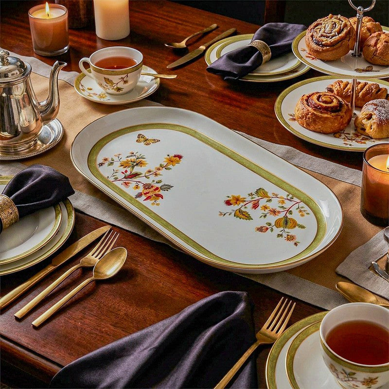 Painted Bloom Oval Porcelain Platter