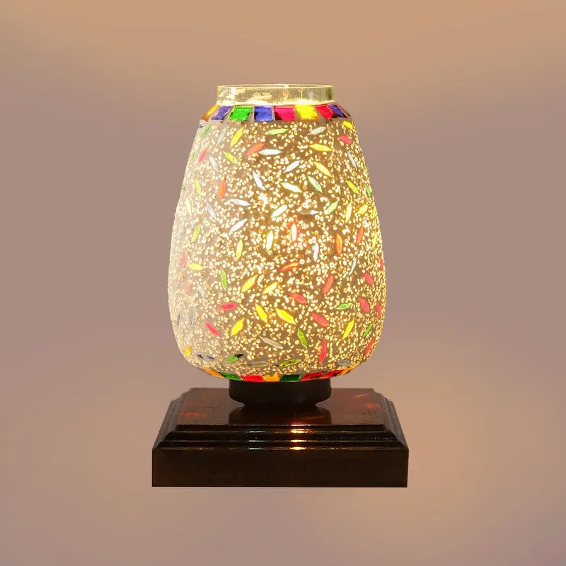 Glimvar Glass Table Lamp With Wooden Base - Multicolor media 8