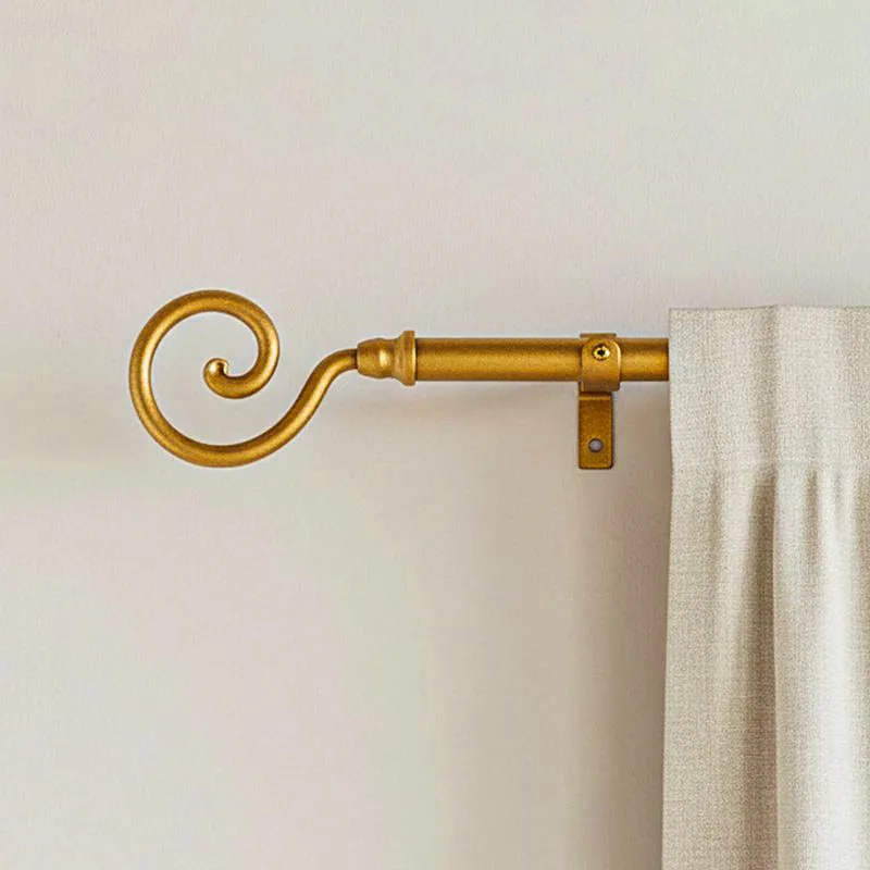 Glissara Extendable 1" Single Curtain Rod With Round Finial & Brackets (Gold) media 1