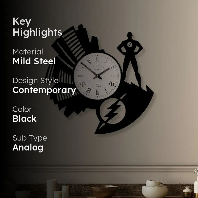 Spacedial Steel Analog Wall Clock - Black media 2
