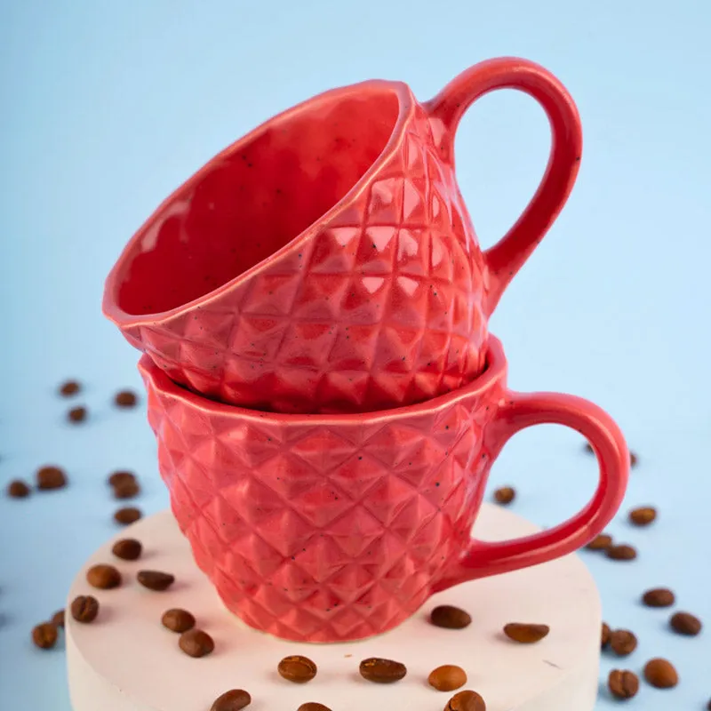 Rossana Ceramic Tea Cup (220 mL) - Red - 4