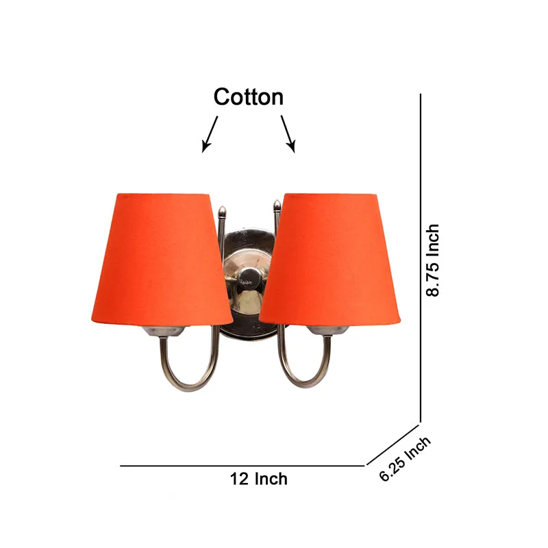 Veda Duo Conical Fabric & Metal Wall Lamp - Orange media 5