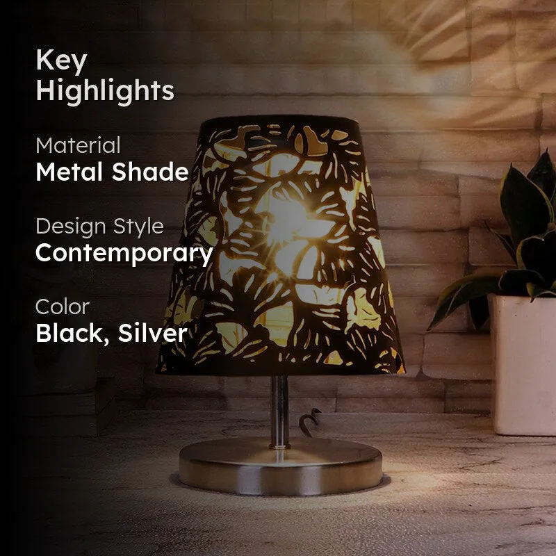Vidro Flora Etched Metal Table Lamp - Black,Silver media 2