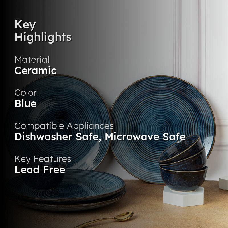 Meghneel Handmade Dinner Set (Blue) - 8 Piece Set media 2