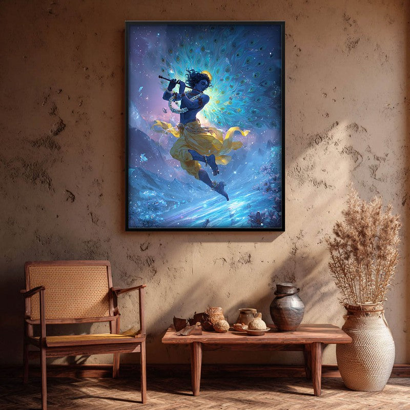 Lord Krishnas Cosmic Divine Dance Archival Paper Wall Art