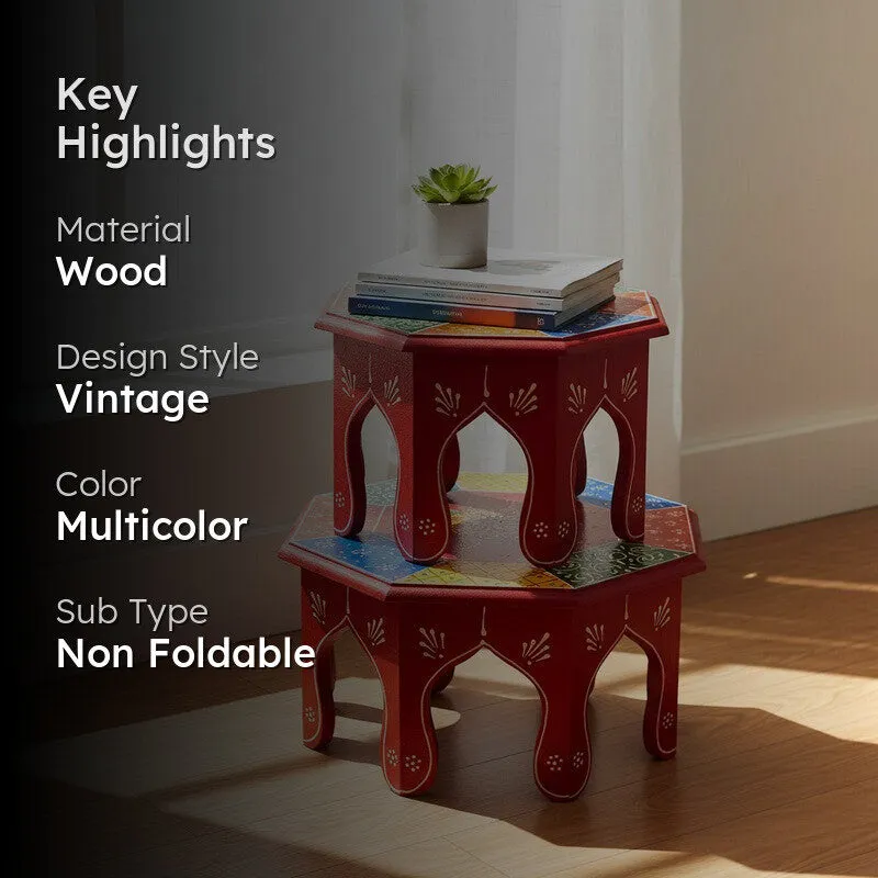 RangRiwaaz Painted Stool - Set Of Two media 2