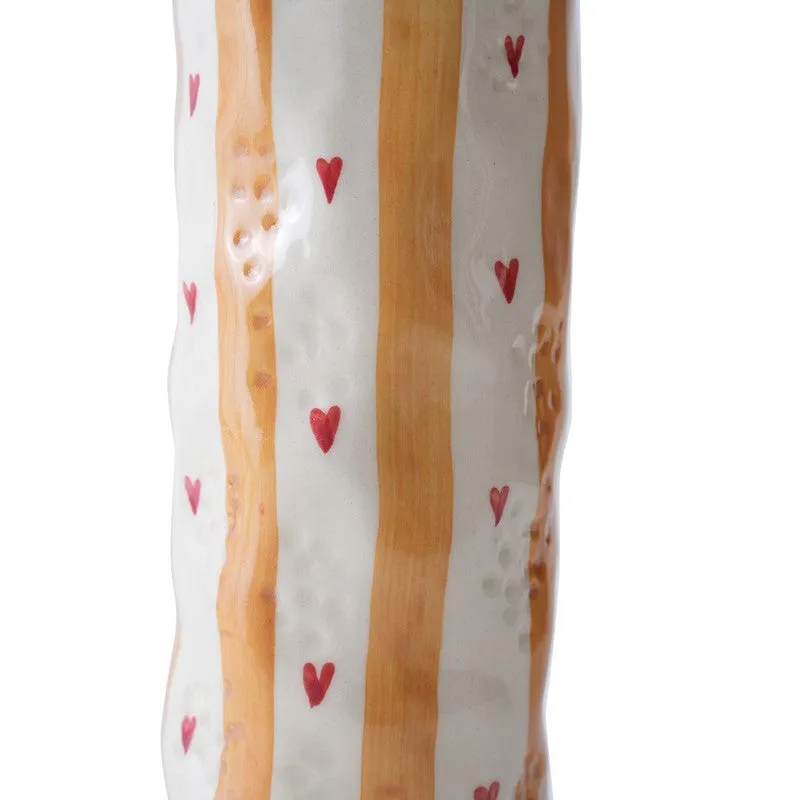 Monoline Stripe Tall Ceramic Vase - Orange media 6
