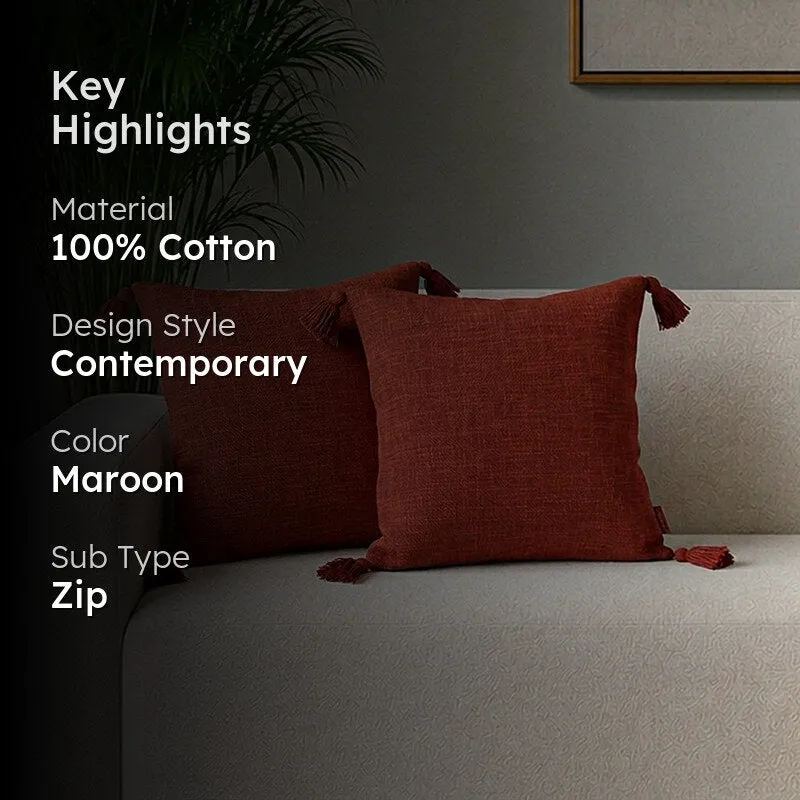 Claira Solid Cushion Cover (Red) - Set Of Two media 2
