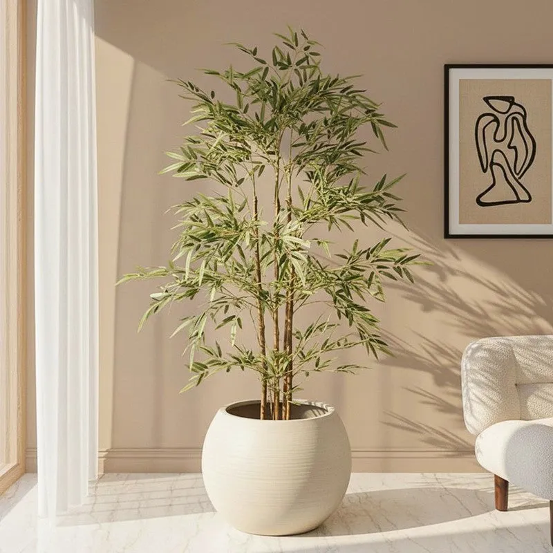 Arovi Artificial Natural Look Bamboo Plant With Black Plastic Pot - 4.9 ft media 1