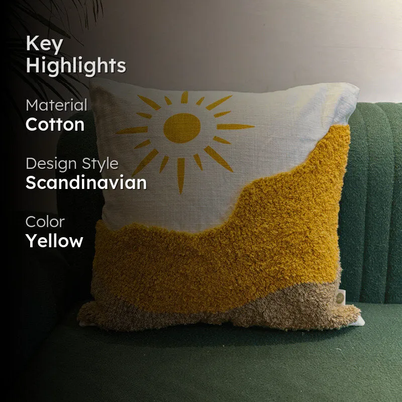 Midnight Sun Tufted Cushion Cover - Yellow & White media 2