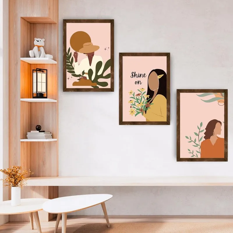 Sunlit Muse Paper Wall Painting With Frame - Brown media 4