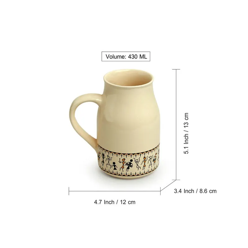 Warli Ceramic Coffee Mug (430 mL Each) - Set of Two media 7