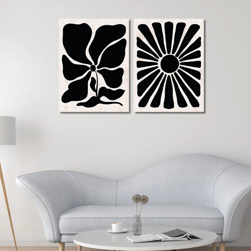 Inked Petals Wall Painting - Set Of Two media 5