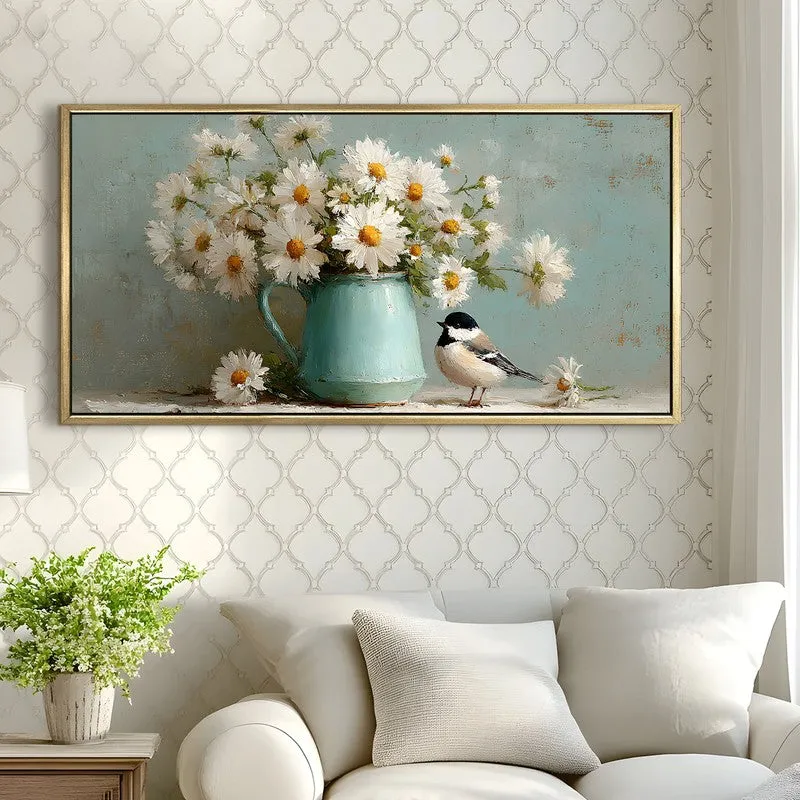 Cozy Bloom Canvas Wall Painting With Frame media 4