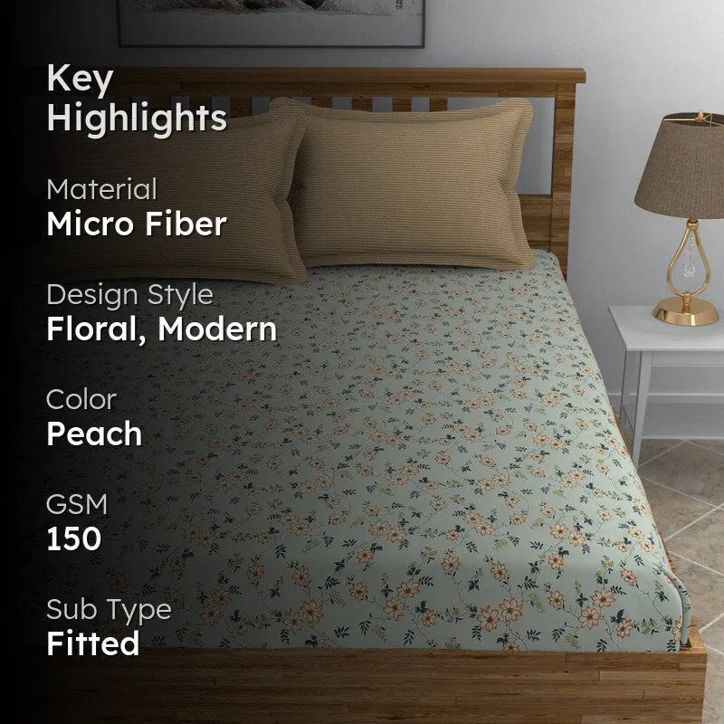 Floral Whirl Fitted Micro Fiber Bedsheet - 150 GSM media 2