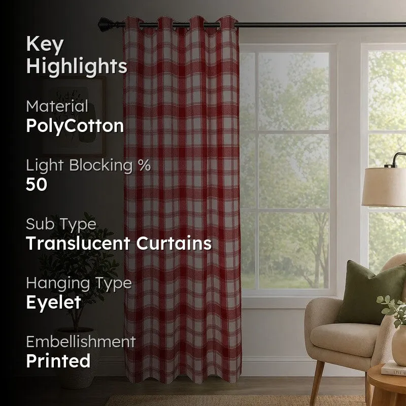 Gridline Drapes Curtain - Red media 2