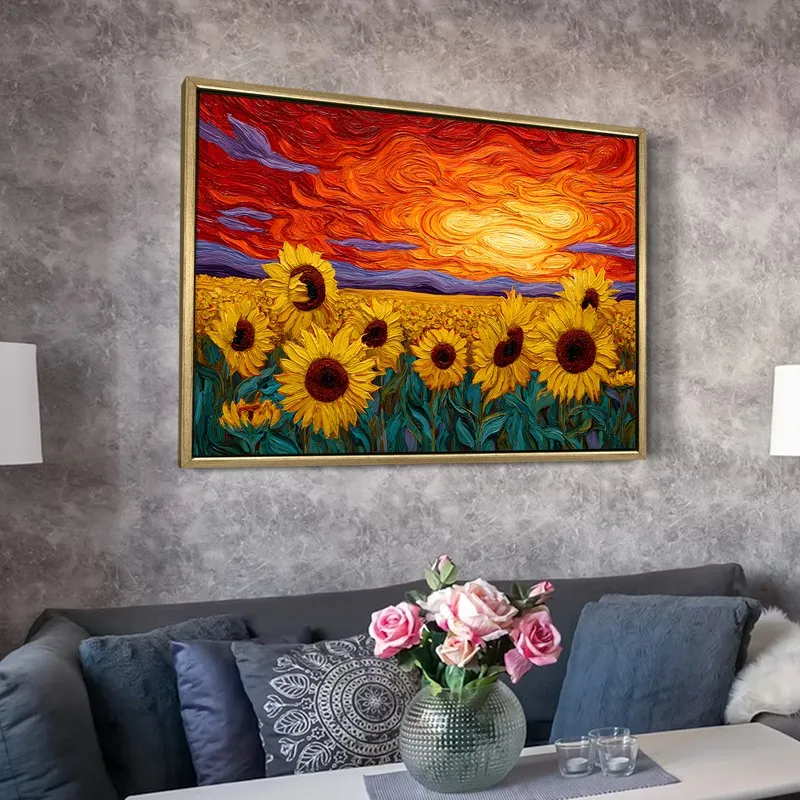 Crimson Horizon Canvas Wall Painting With Frame media 6
