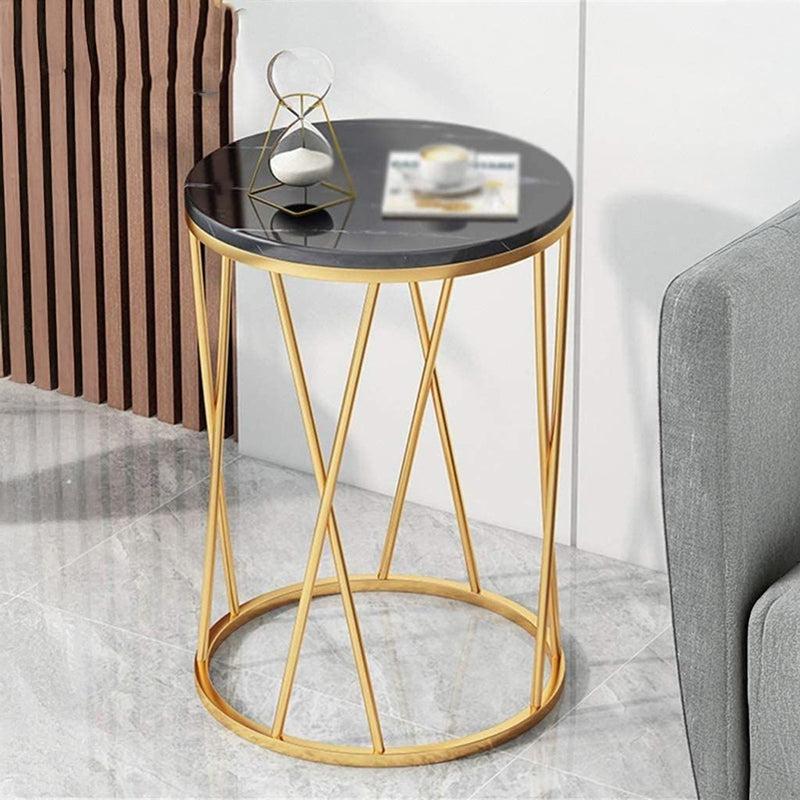 Onyx Drift Metal Accent Table with Marble Top